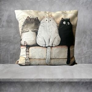 Cute Cat Print Throw Pillow Cover